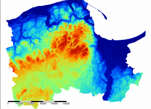 Widok modelu terenu w programie SAGA GIS